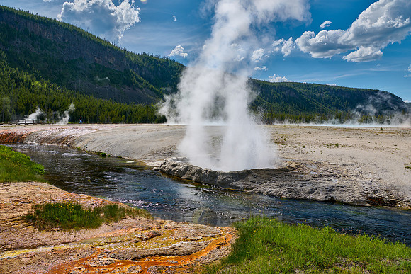 Cliff Geyser at Iron Spring Creek, Black Sand Basin, Yellowstone National Park