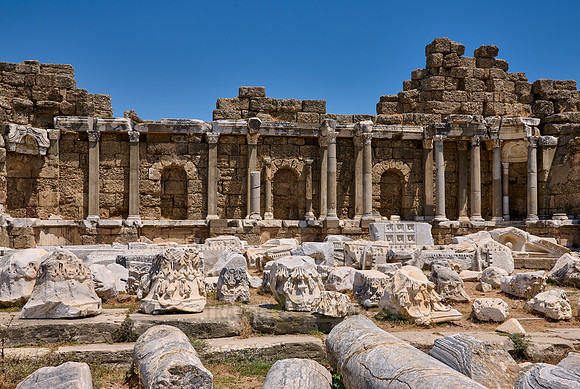 State Agora in ruins of the Roman city of Side