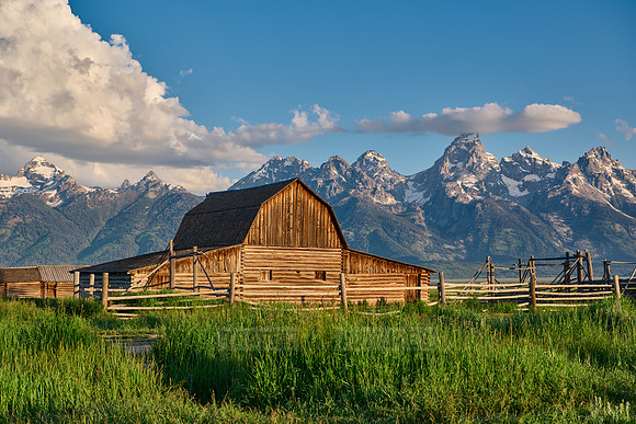 Grand Teton Range with Moulton Barn, Grand Teton National Park