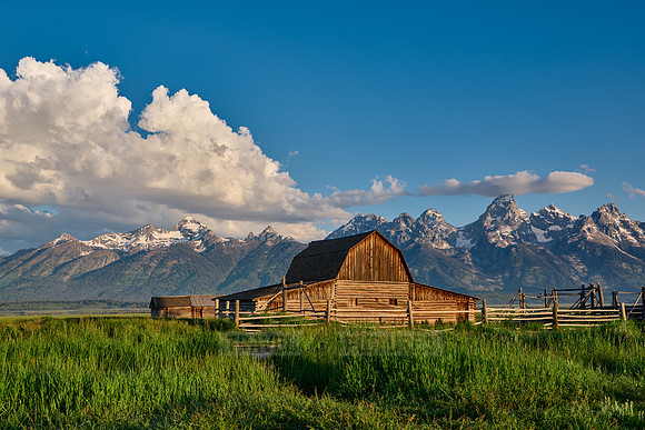 Grand Teton Range with Moulton Barn, Grand Teton National Park