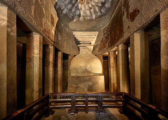 Ajanta caves, interior shot of Cave No. 9