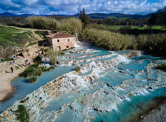 Aerial view of Cascate del Mulino di Saturnia