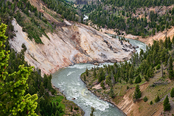 Calcite springs overlook, Yellowstone river near The Narrows