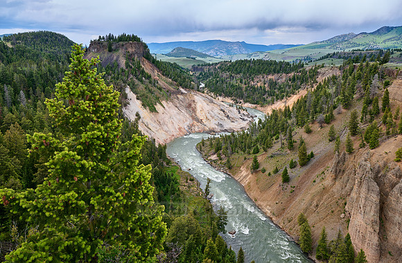 Calcite springs overlook, Yellowstone river near The Narrows