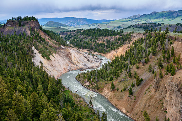 Calcite springs overlook, Yellowstone river near The Narrows