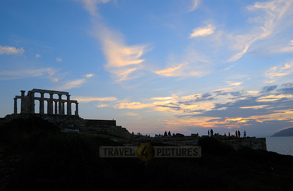 sunset at ruins of Temple of Poseidon