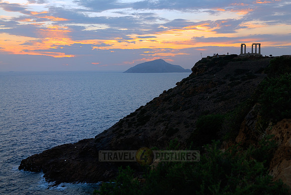 sunset at ruins of Temple of Poseidon