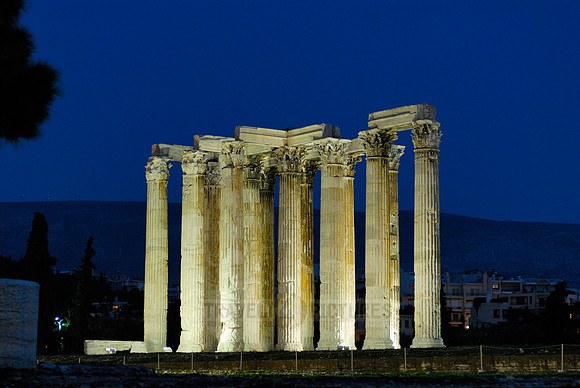 illuminated Temple of the Olympian Zeus