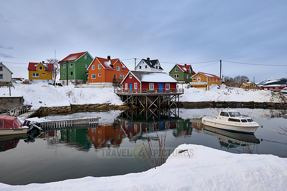 colorful wooden buildings of Henningsvær, Lofoten