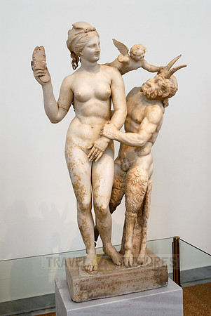 Marble figure group Aphrodite, Pan and Eros