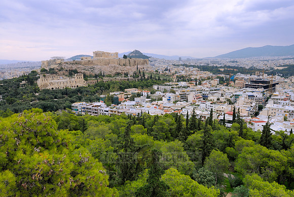 view from Filopappou Hill on Acropolis