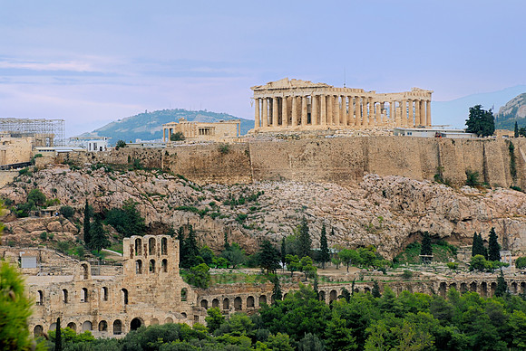 view from Filopappou Hill on Acropolis