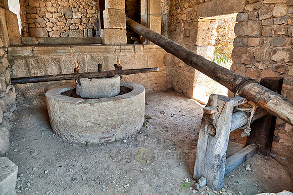 reconstructed Roman olive press in Volubilis