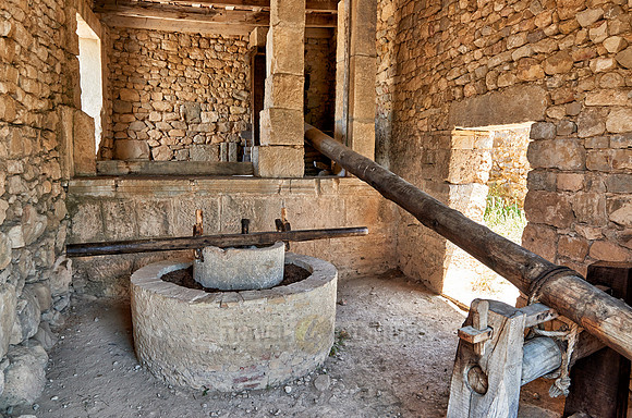 reconstructed Roman olive press in Volubilis