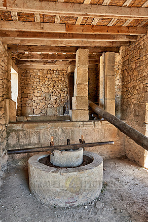 reconstructed Roman olive press in Volubilis