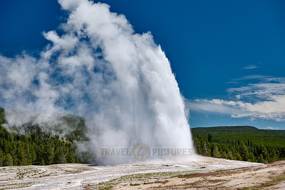 erupting Old Faithful Geyser, Yellowstone National Park, Wyoming