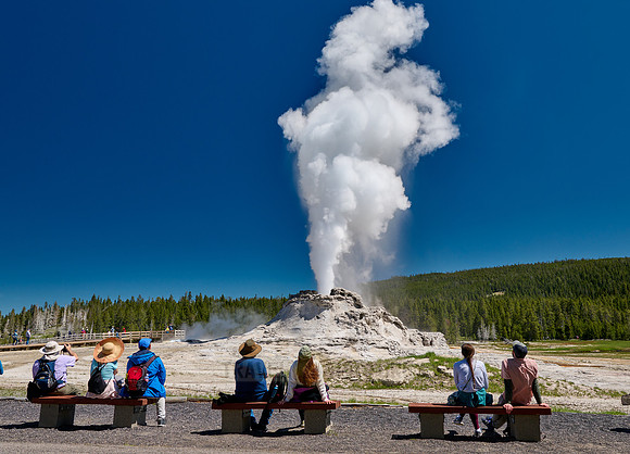 erupting Castle Geyser, Upper Geyser Basin, Yellowstone National Park