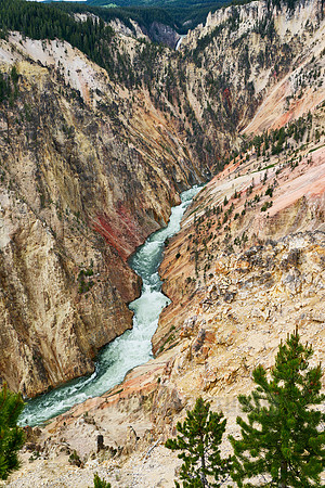 colorful stone formations of Grand Canyon Of The Yellowstone from Inspiration Point