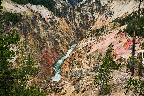 colorful stone formations of Grand Canyon Of The Yellowstone from Inspiration Point