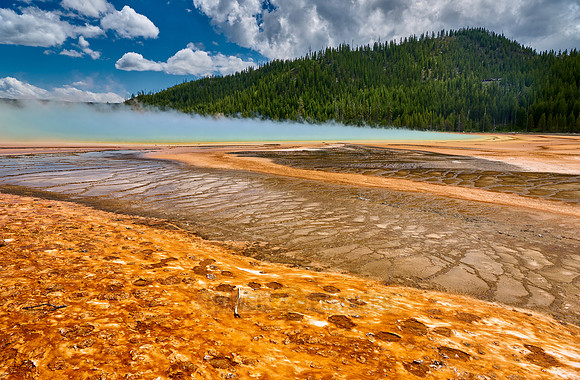 orange bacteria of Grand Prismatic Spring, Yellowstone National Park