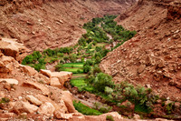 green valley in dry mountain area