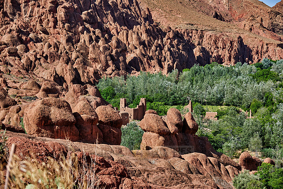 spectacular rock landscape with casbah