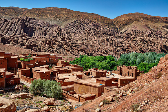 spectacular rock landscape with casbah