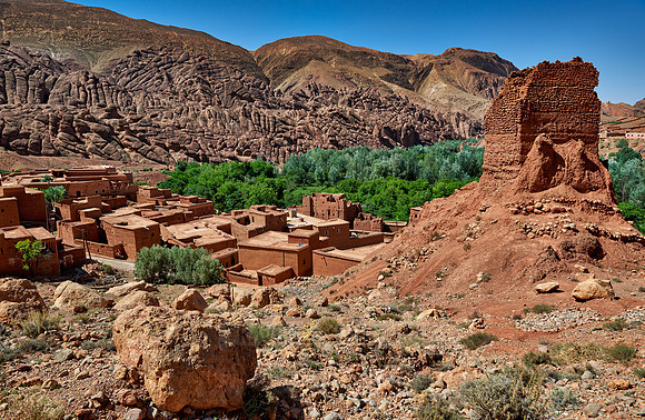 spectacular rock landscape with casbah