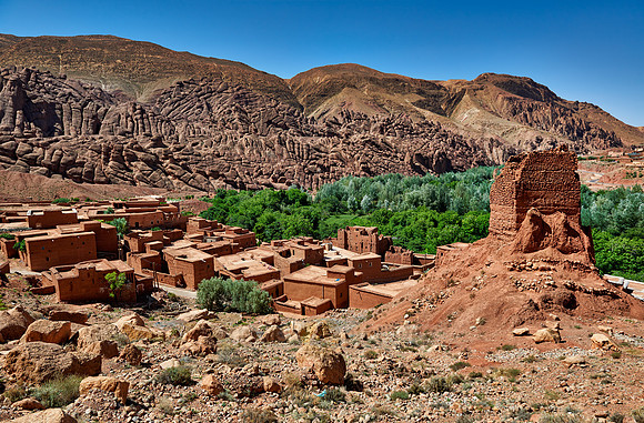 spectacular rock landscape with casbah