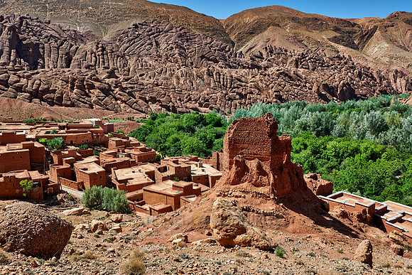 spectacular rock landscape with casbah