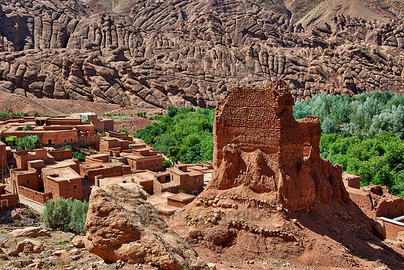 spectacular rock landscape with casbah