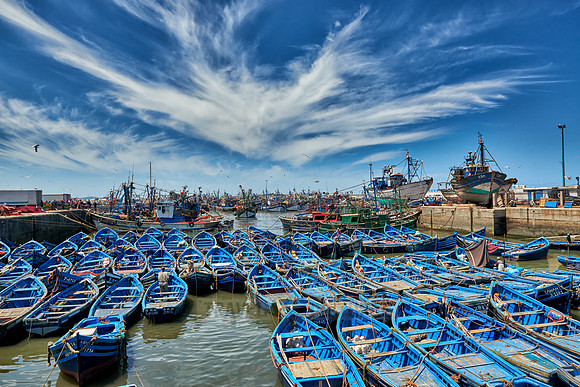 fishing boats in harbor of Essaouira