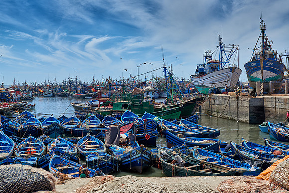 fishing boats in harbor of Essaouira