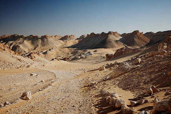 desert landscape with mountains at old caravan road