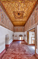 inside shot with decorated ceiling inside Kasbah Taourirt