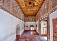 inside shot with decorated ceiling inside Kasbah Taourirt