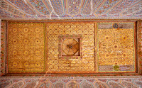 inside shot with decorated ceiling inside Kasbah Taourirt