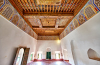 inside shot with decorated ceiling inside Kasbah Taourirt
