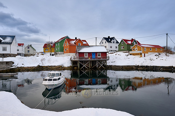 colorful wooden buildings of Henningsvær, Lofoten