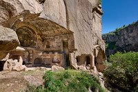 Egritas church with collapsed front wall showing frescos, Ihlara valley
