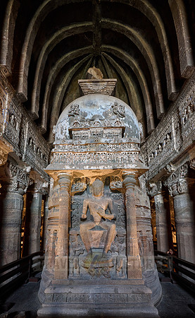 interior shot of Cave No. 26 of Ajanta caves