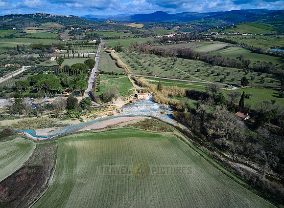 Aerial view of Cascate del Mulino di Saturnia