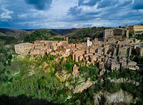 Aerial view of medieval town Sorano