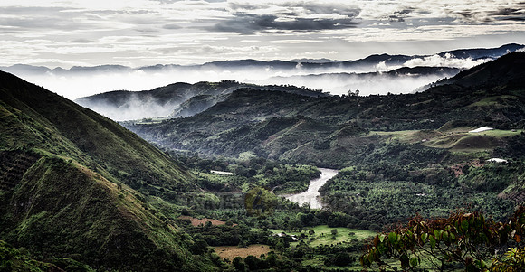 mountain landscape of Andes with Rio Magdalena