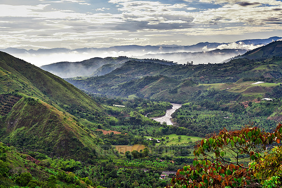 mountain landscape of Andes with Rio Magdalena