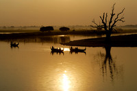 sunset over U Bein Bridge of Mandalay