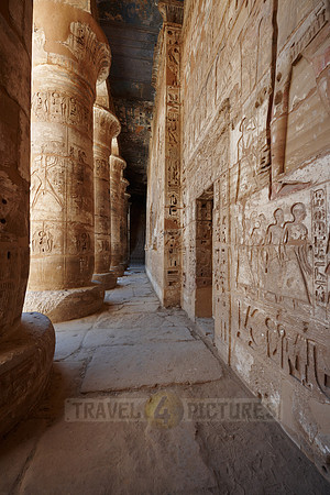 painted Columns and bas-relief in south colonnade