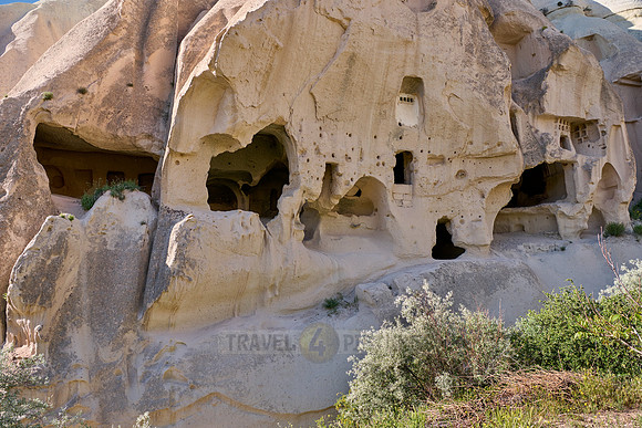 cave dwellings in landscape of Rose Valley Goreme