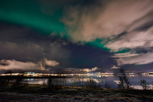 Aurora Borealis or northern lights over Tromso