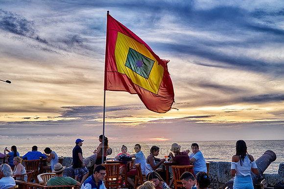 Cartagena flag at sunset